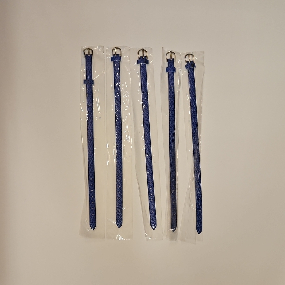 Leather Bracelet Set Of 5 Snake Skin Craft Supplies Jewelry Making Blue NEW
